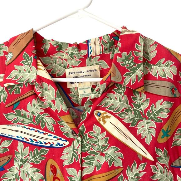 Detrich Varaz Reyn Spooner Vintage Surfboard Hawaiian 80s Button Down Red Shirt - Picture 3 of 7
